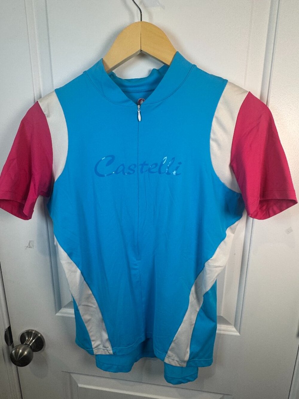Castelli Women’s Short Sleeve Cycling Jersey XL Blue Pink Colorblock
